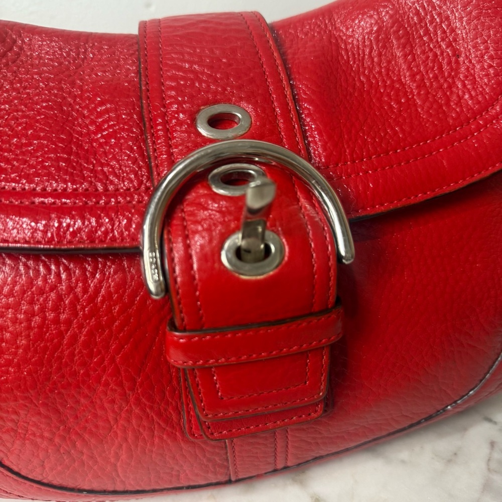 Vintage Coach Red Pebble Leather Soho Shoulder Bag Dyed - Picture 4 of 10